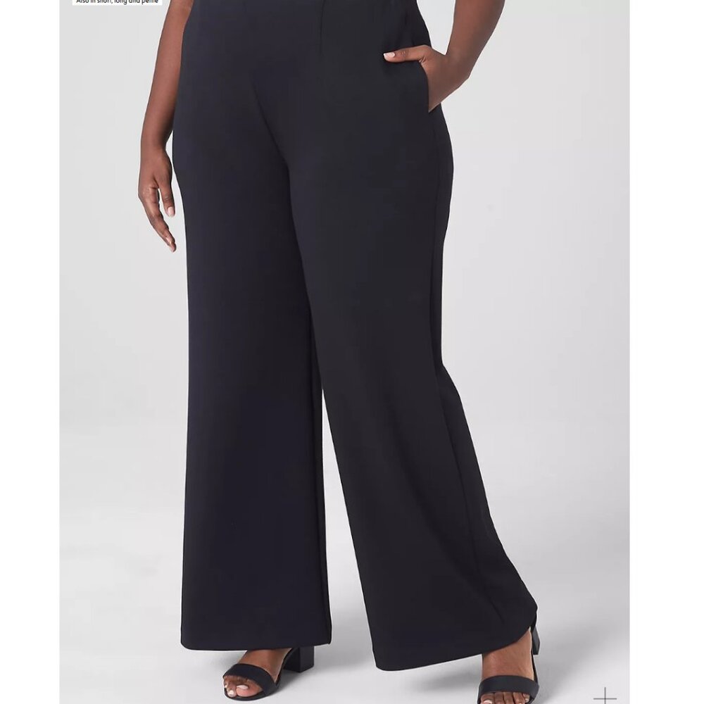 NWT NIB Lane Bryant Journey High-Rise Wide Leg Pull-on Ponte Pant - Black - 26W